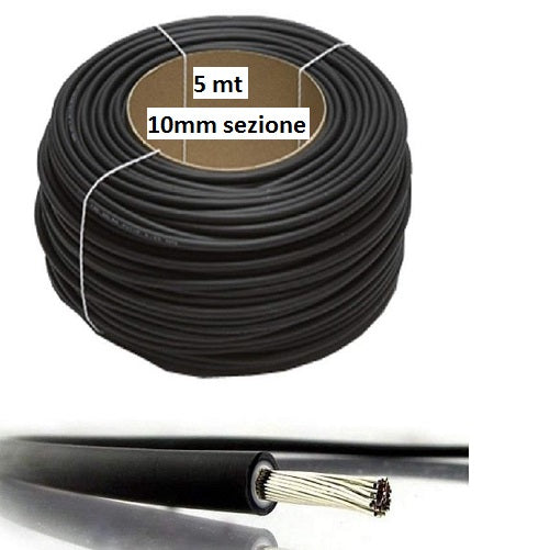 Cavo Solare 10mm 5 mt NERO Fotovoltaico