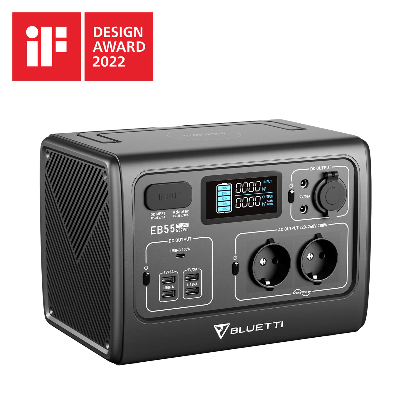 Kit Bluetti EB55 Inverter 700W Batteria 537Wh con solare 170w