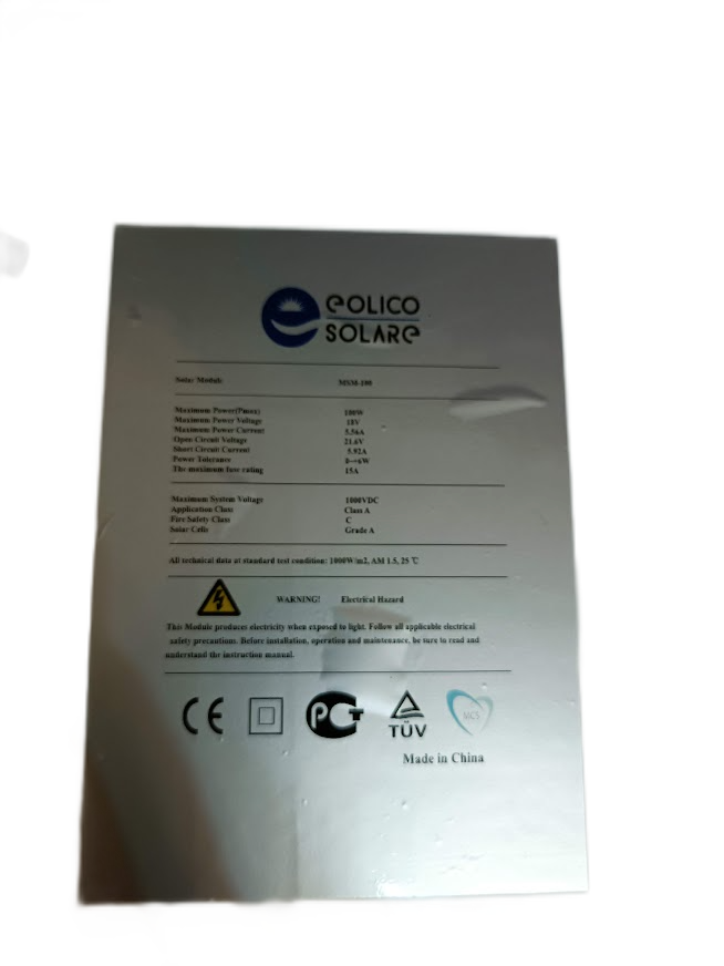 Pannello 100w Solare Fotovoltaico Mono con staffe