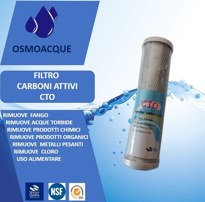 Filtro Carbone Attivo CTO Carbon Block 10" per osmosi
