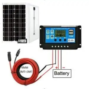 Pannello 80w Solare Mono12V con regolatore e cavi solari