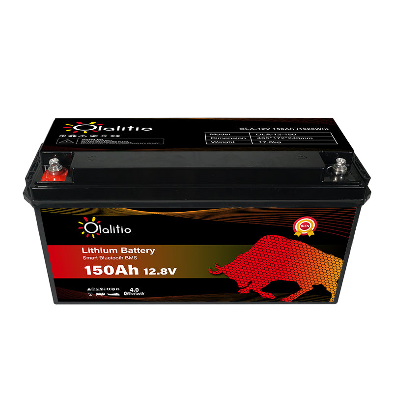 Batteria Litio 150 Ah 12v Olalitio con BMS e Bluetooth