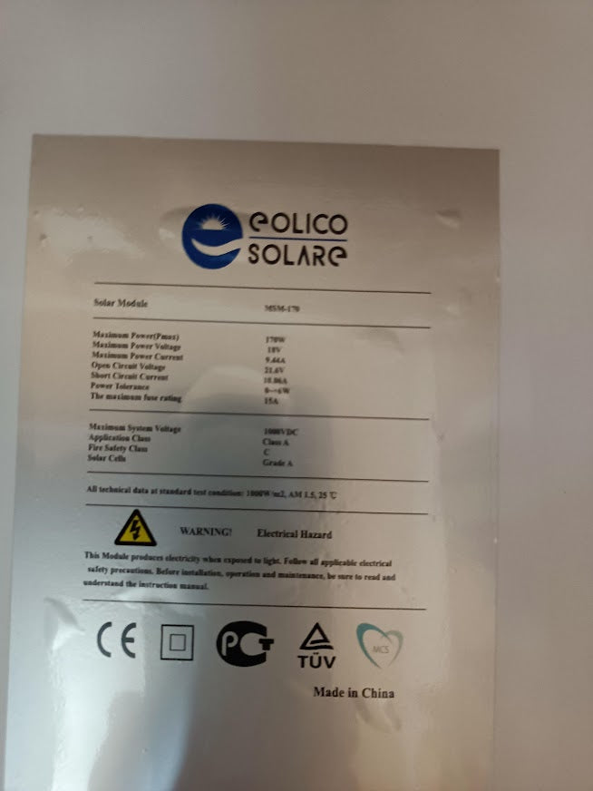 Pannello170w Solare Fotovoltaico12VMono