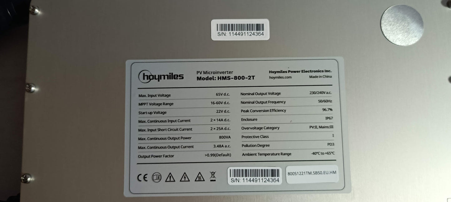 HOYMILES HMS-800 MICROINVERTER MONOFASE 800 W