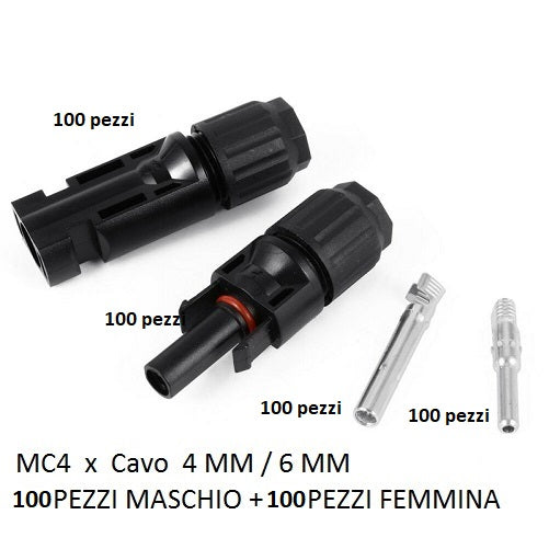 Connettori 100 maschio +100 femmina x pannello solare