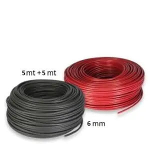 Set Cavo Solare 6mm 5mt Rosso e 5mt Nero Fotovoltaico