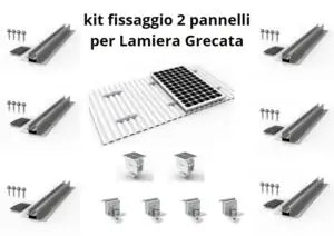 Kit Fissaggio 2 Pannelli Solare tetto Lamiera o Camper